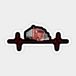 Truck Lover, Truck Heartbeat, Gift For Truck Drivers, Big Rig Trucker Gift, Trucker, Pick-Up Truck, Trucking, Fathers Day Gift Sticker